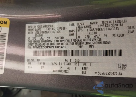 2023 Ford Bronco Badlands из США, поврежденный, VIN 1FMEE5DP6PLC01482